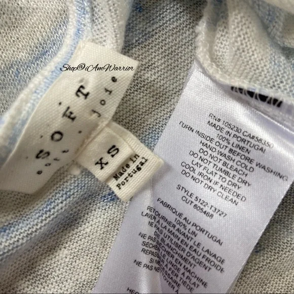 Soft Joie striped linen slub 3/4 sleeve t-shirt shop@iamwarrior